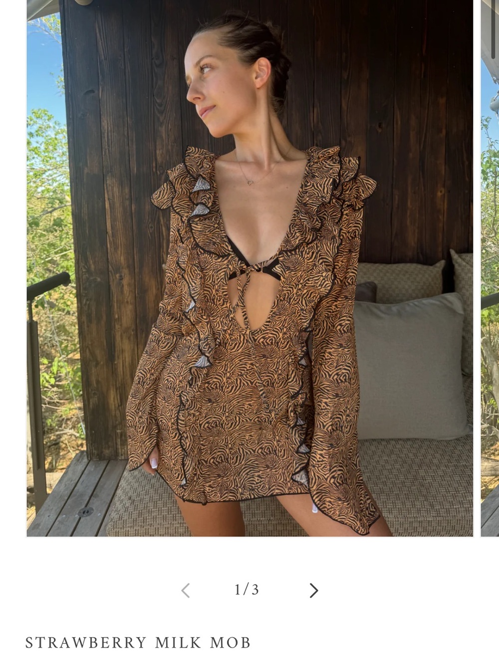 Strawberry Milk Mob Tiger-Print Chiffon Cover up